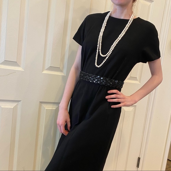 Vintage "Little Black Dress", Wool-blend sheath, NEW, short sleeve, size 14 - Picture 3 of 8